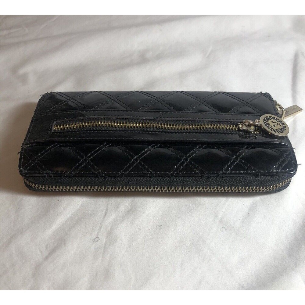ANNE KLEIN Black Wallet Billfold Vinyl Clutch Zipper “9” x “4”